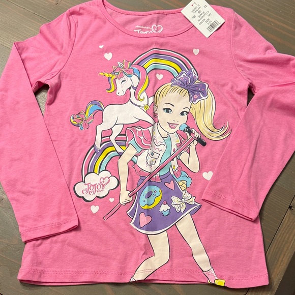 JoJo Siwa Pink Long Sleeve Shirt with Rainbow Unicorn - Picture 1 of 1